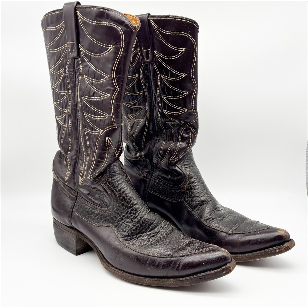 Durango Men's Vintage Dark Plum Leather Cowboy Boots‎ Size 9.5